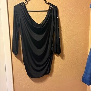Elegant Black Women's Blouse with Ring Accents